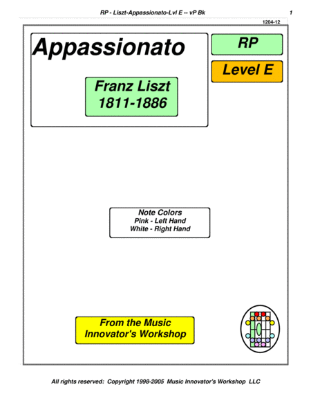 Free Sheet Music Liszt Appassionato Key Map Tablature