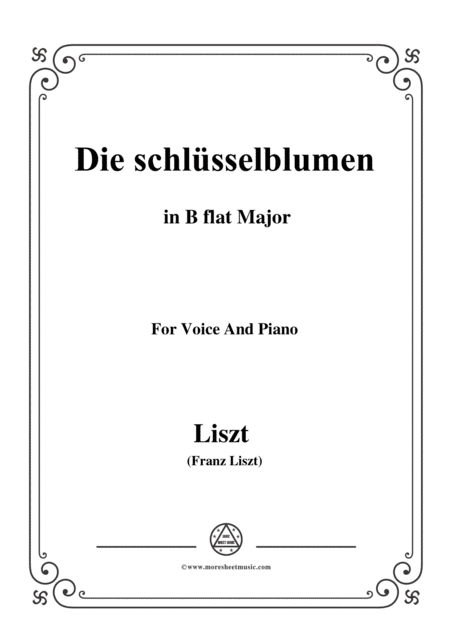 Free Sheet Music Liszt Die Schlsselblumen In B Flat Major For Voice And Piano