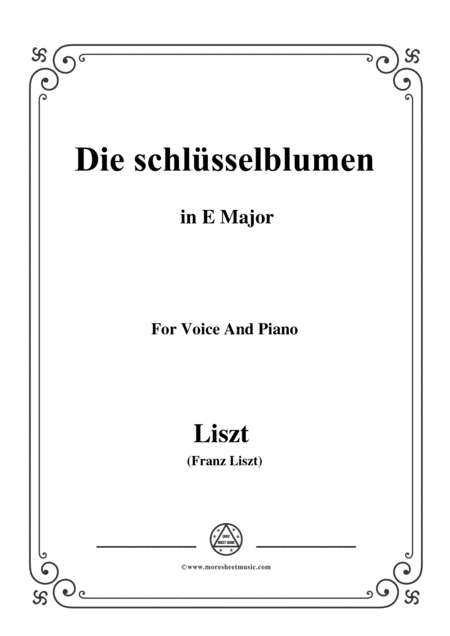Free Sheet Music Liszt Die Schlsselblumen In E Major For Voice And Piano