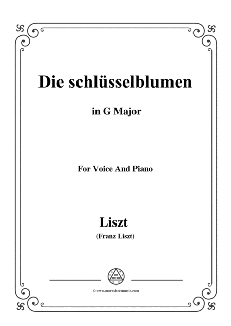 Liszt Die Schlsselblumen In G Major For Voice And Piano Sheet Music