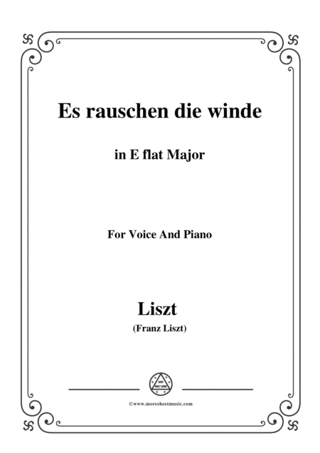 Liszt Es Rauschen Die Winde In E Flat Major For Voice And Piano Sheet Music