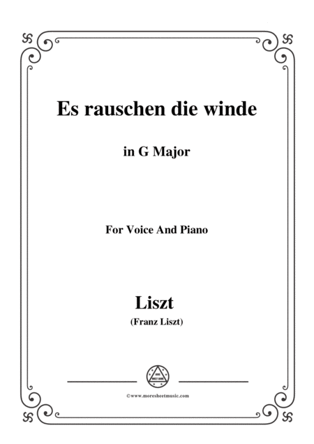 Liszt Es Rauschen Die Winde In G Major For Voice And Piano Sheet Music