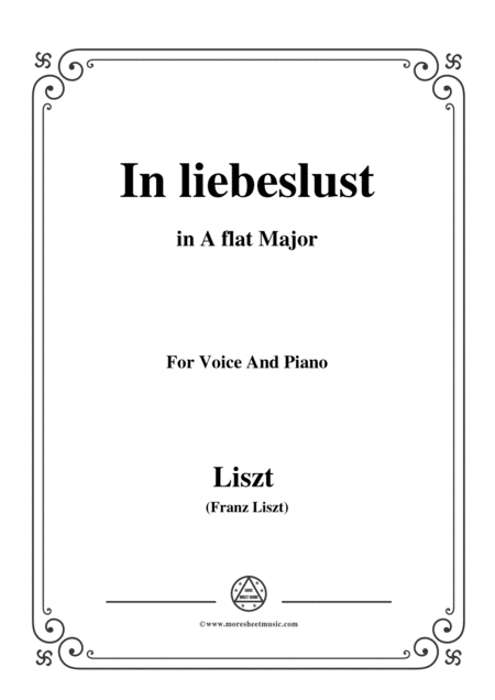 Liszt In Liebeslust In A Flat Major For Voice And Piano Sheet Music