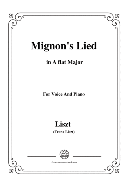 Liszt Mignons Lied In A Flat Major For Voice And Piano Sheet Music