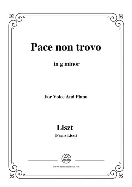 Free Sheet Music Liszt Pace Non Trovo In G Minor For Voice And Piano