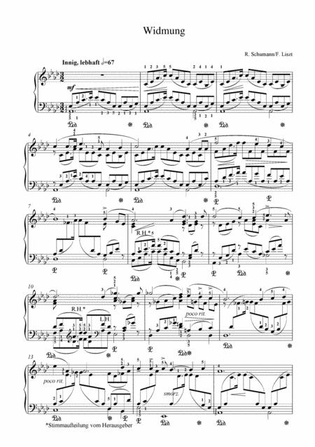 Liszt Schumann Widmung Dedication Sheet Music