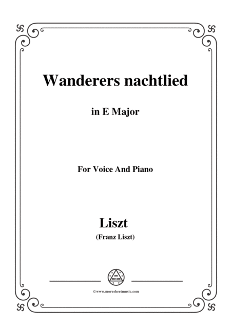 Free Sheet Music Liszt Wanderers Nachtlied In E Major For Voice And Piano