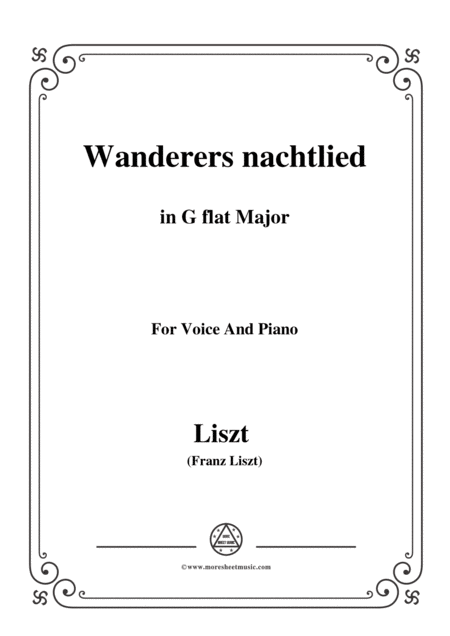 Free Sheet Music Liszt Wanderers Nachtlied In G Flat Major For Voice And Piano