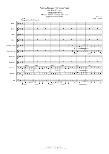 Liszt Weihnachtsbaum Christmas Tree No 4 Adeste Fideles March Of The Three Wise Men Of The East Symphonic Wind Sheet Music