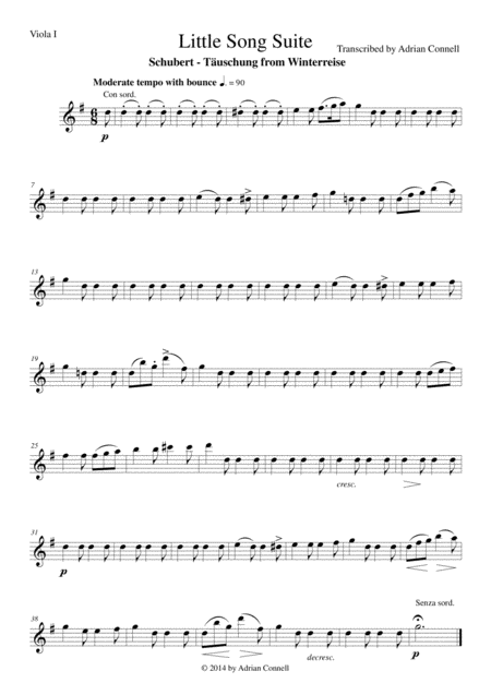 Free Sheet Music Litte Song Suite For Five Violas Viola 1