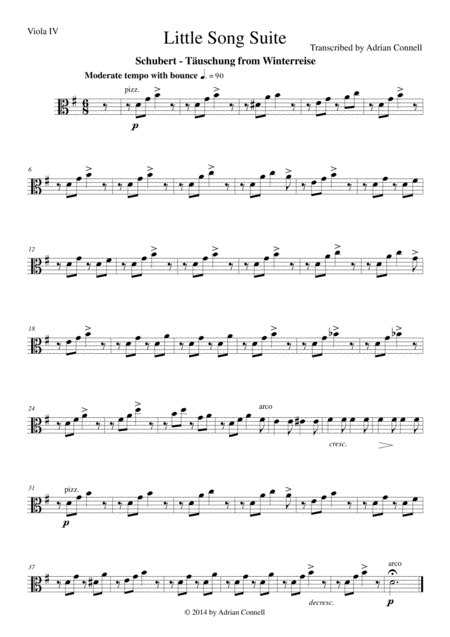 Litte Song Suite For Five Violas Viola 4 Sheet Music