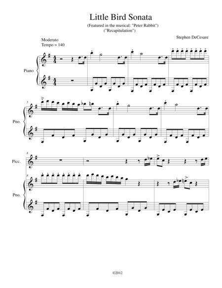 Free Sheet Music Little Bird Sonata