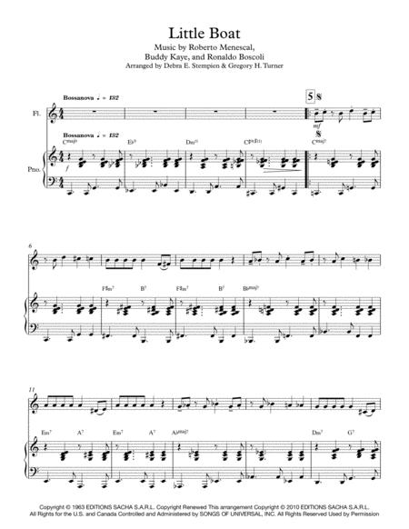 Free Sheet Music Little Boat O Barquinho For Jazz Flute Solo With Piano Accompaniment Bossanova