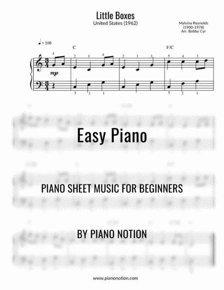 Free Sheet Music Little Boxes Easy Piano Solo Weeds Theme Song