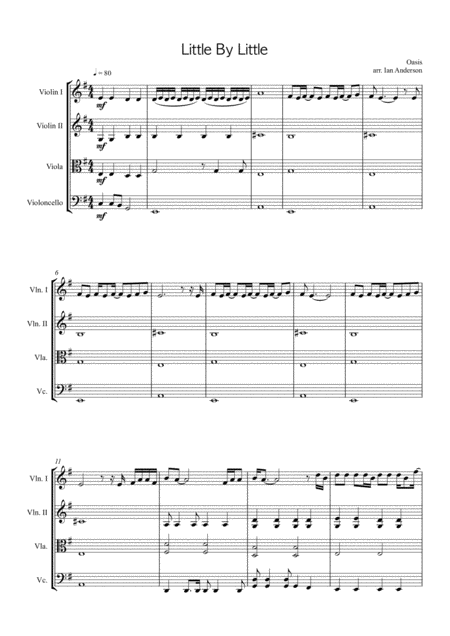 Little By Little String Quartet Sheet Music