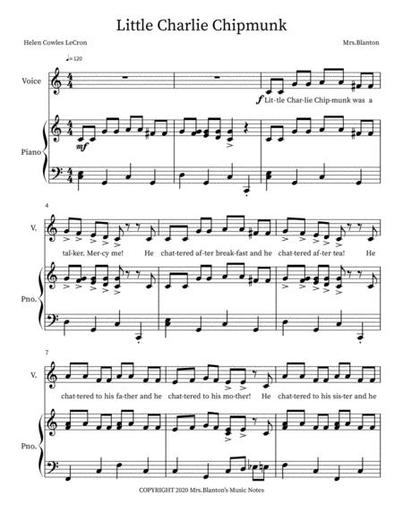 Free Sheet Music Little Charlie Chipmunk A Childrens Poem Set To Music With Accompaniment