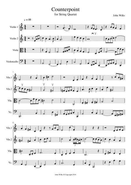 Free Sheet Music Little Counterpoint Arranged For A String Quartet