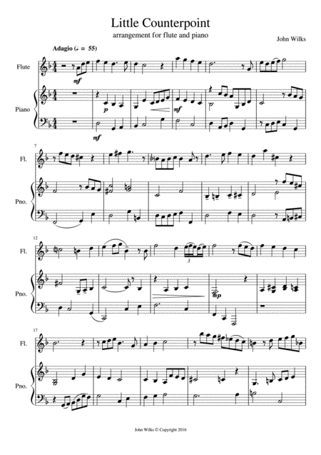 Little Counterpoint Arranged For Flute And Piano Sheet Music