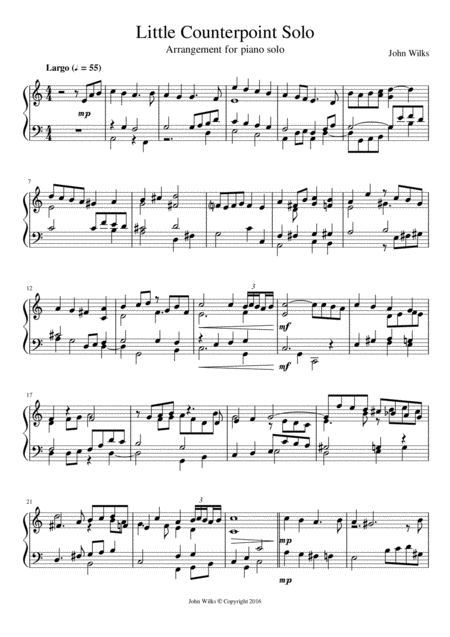 Little Counterpoint For Piano Solo Sheet Music