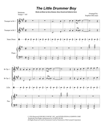 Little Drummer Boy Duet For Bb Trumpet Sheet Music