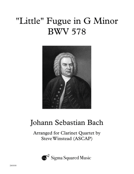 Little Fugue In G Minor Bwv 578 For Clarinet Quartet Or Choir Sheet Music