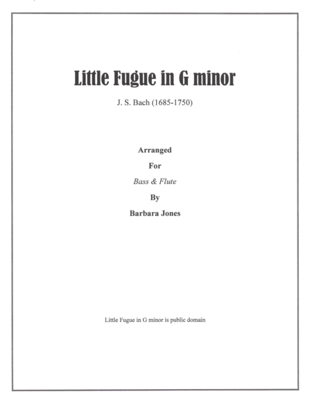 Little Fugue In G Minor Flute And Bass Sheet Music