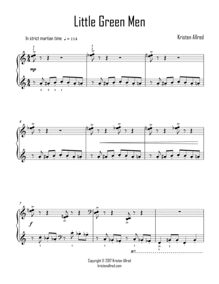 Free Sheet Music Little Green Men