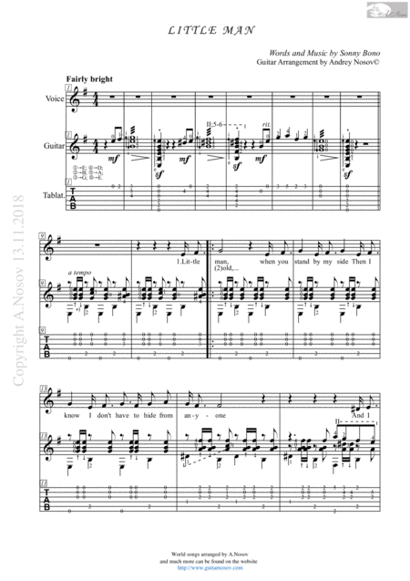 Free Sheet Music Little Man Sheet Music For Vocals And Guitar