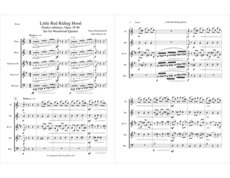 Little Red Riding Hood By Rachmaninoff For Woodwind Quintet Sheet Music
