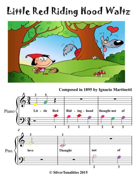 Little Red Riding Hood Waltz Beginner Piano Sheet Music With Colored Notes Sheet Music