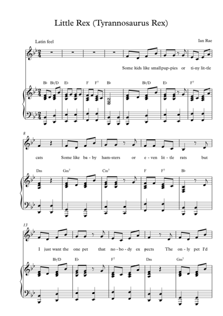 Little Rex Tyrannosaurus Rex Sheet Music