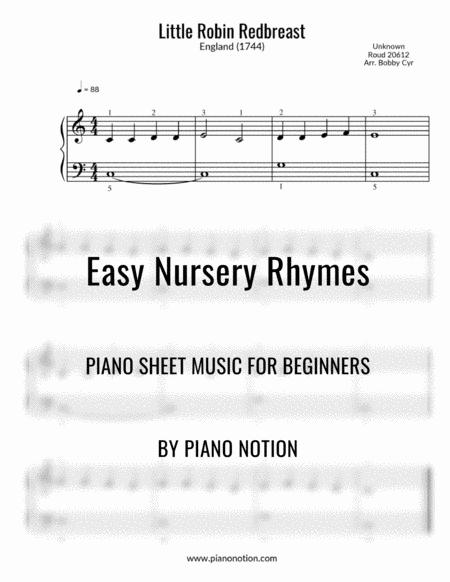 Free Sheet Music Little Robin Redbreast Easy Piano Solo