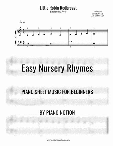 Little Robin Redbreast Easy Piano Solo Sheet Music