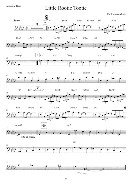 Free Sheet Music Little Rootie Tootie Acoustic Bass