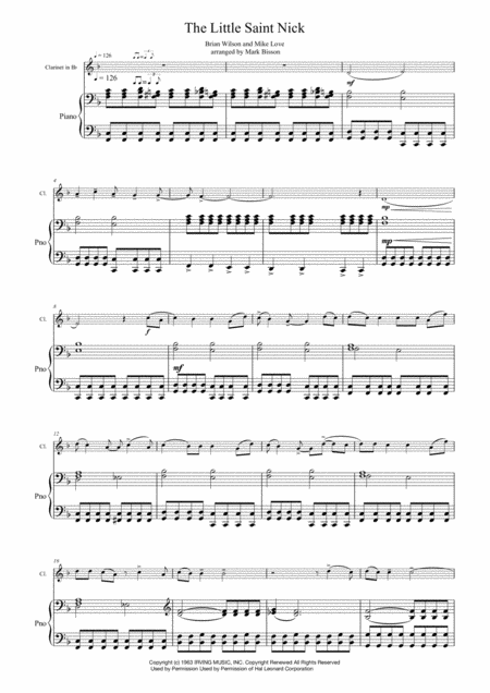 Little Saint Nick For Clarinet In Bb And Piano Sheet Music