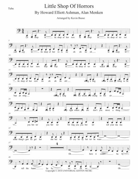 Little Shop Of Horrors Musical Easy Key Of C Tuba Sheet Music