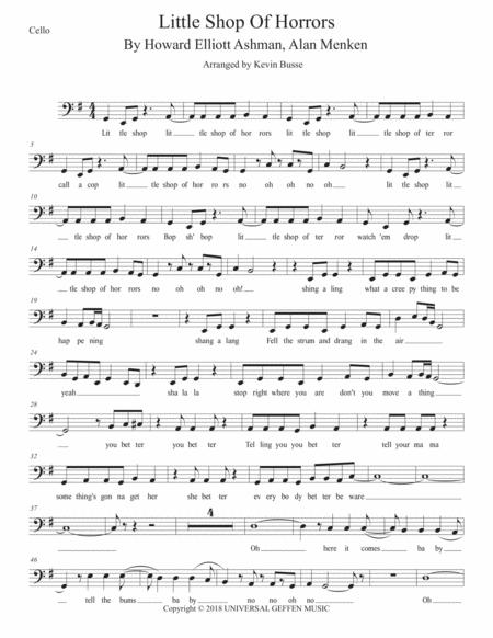 Free Sheet Music Little Shop Of Horrors Musical Original Key Cello