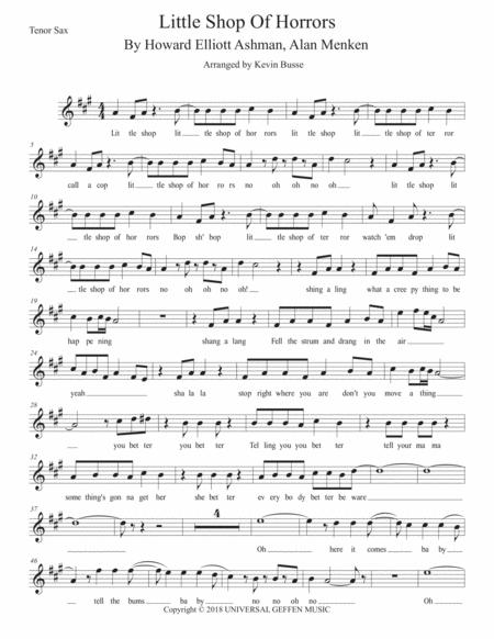 Free Sheet Music Little Shop Of Horrors Musical Original Key Tenor Sax