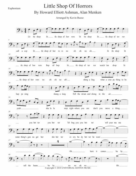 Free Sheet Music Little Shop Of Horrors Musical W Lyrics Euphonium