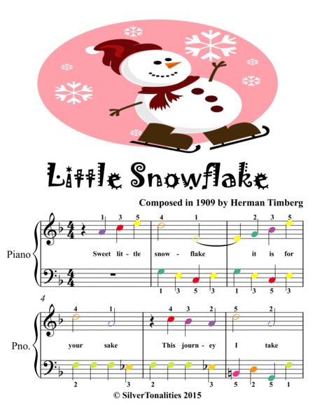 Little Snowflake Easy Piano Sheet Music With Colored Notes Sheet Music