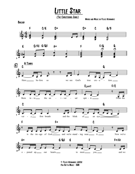 Little Star The Christening Song Sheet Music