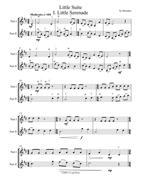 Free Sheet Music Little Suite For String Duet