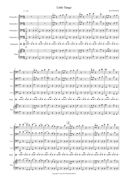 Free Sheet Music Little Tango For Beginning Cello Quartet