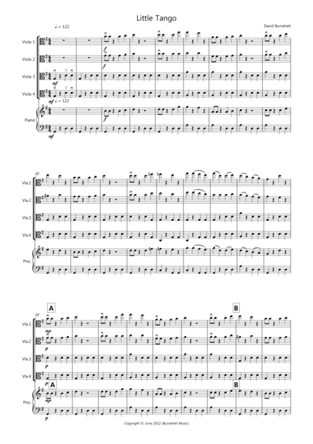 Little Tango For Beginning Viola Quartet Sheet Music