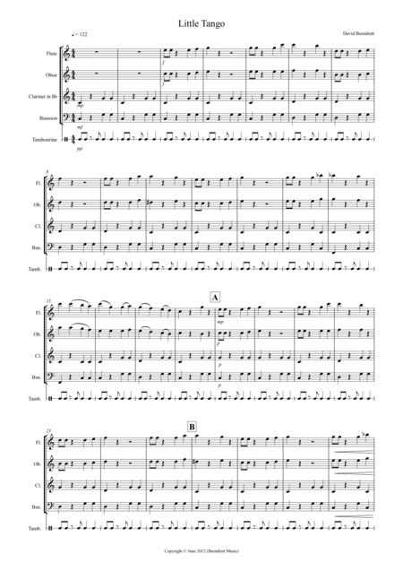 Free Sheet Music Little Tango For Beginning Wind Quartet