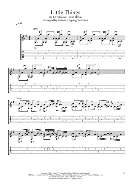 Little Things Fingerstyle Guitar Solo Sheet Music