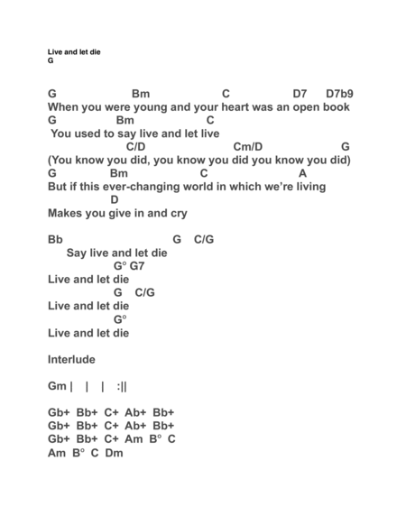 Live And Let Die Sheet Music