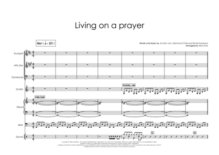 Free Sheet Music Livin On A Prayer 3 Horns And Rhythm Section