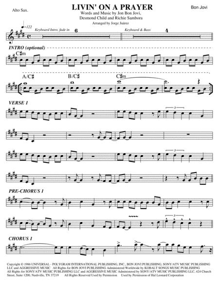 Livin On A Prayer Alto Sax Sheet Music