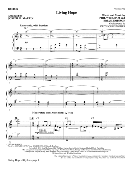 Free Sheet Music Living Hope Arr Joseph M Martin Rhythm